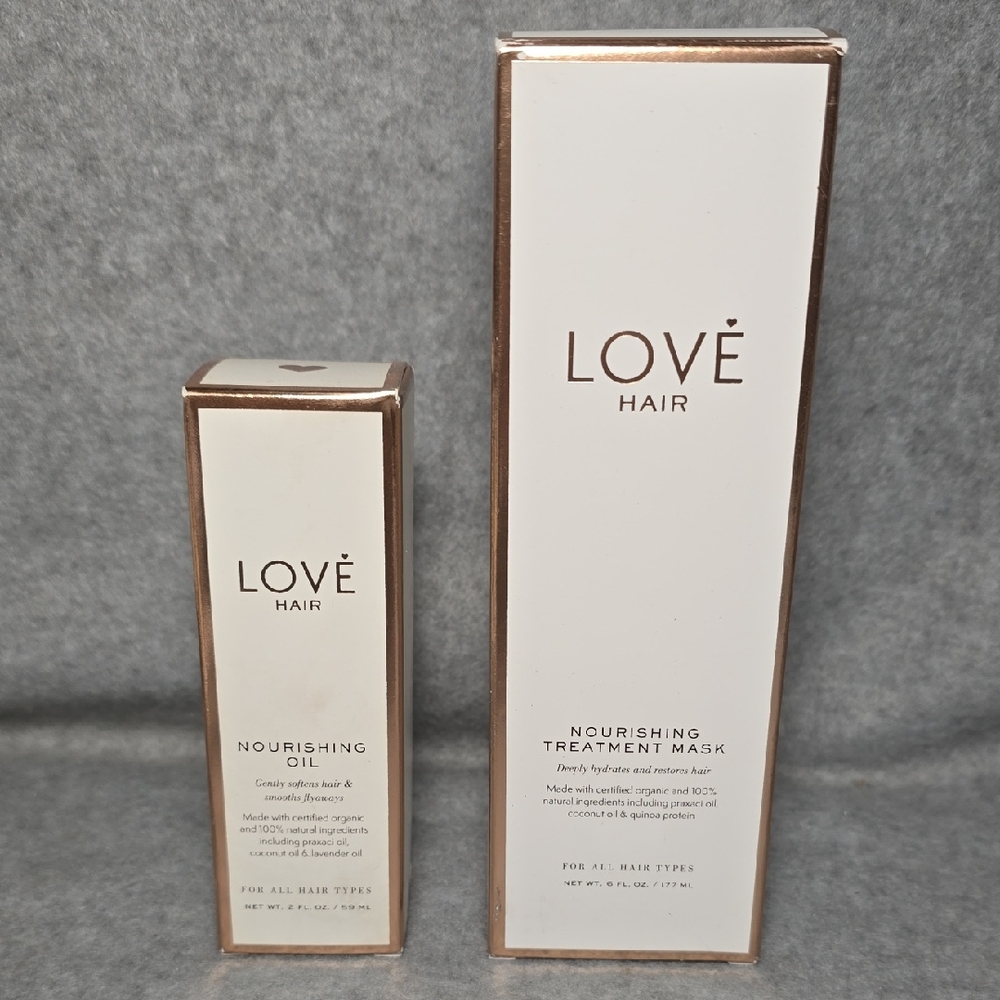 LOVE Hair Nourishing Oil and Treatment Mask Set NIB